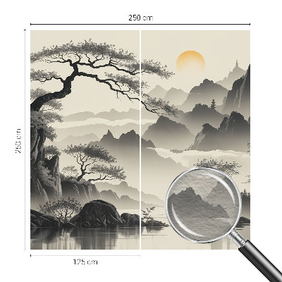 Papel mural texturado decorativo con un paisaje oriental