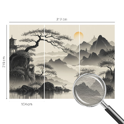 Papel mural texturado decorativo con un paisaje oriental