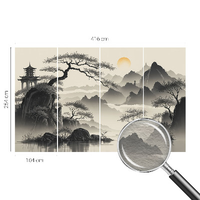 Papel mural texturado decorativo con un paisaje oriental