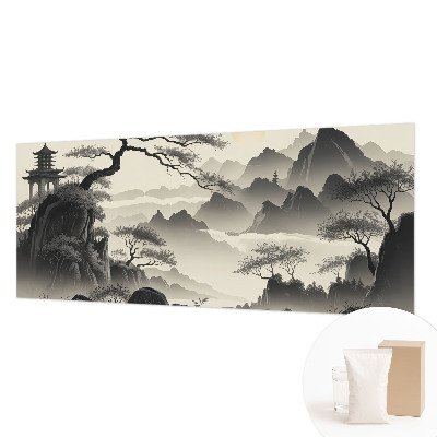 Papel mural texturado decorativo con un paisaje oriental