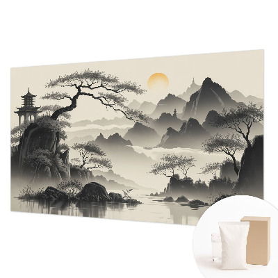 Papel mural texturado decorativo con un paisaje oriental
