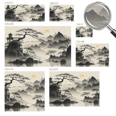 Papel mural texturado decorativo con un paisaje oriental