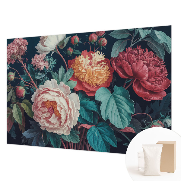 Mural decorativo con diseño de flores coloridas