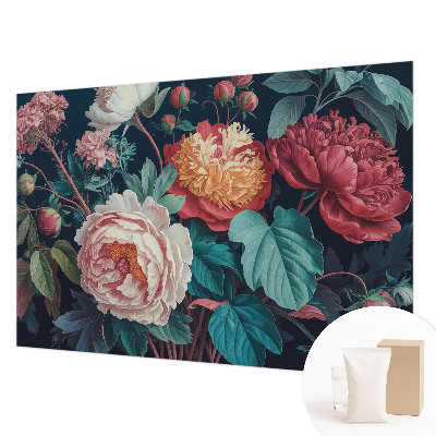 Mural decorativo con diseño de flores coloridas
