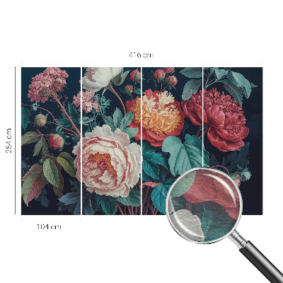 Mural decorativo con diseño de flores coloridas