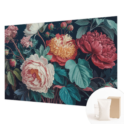 Mural decorativo con diseño de flores coloridas