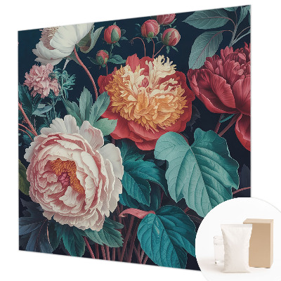 Mural decorativo con diseño de flores coloridas