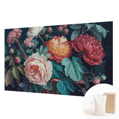 Mural decorativo con diseño de flores coloridas