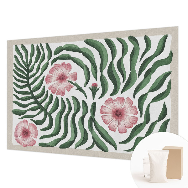 Papel mural texturado decorativo con motivo de flores y hojas