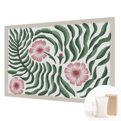 Papel mural texturado decorativo con motivo de flores y hojas