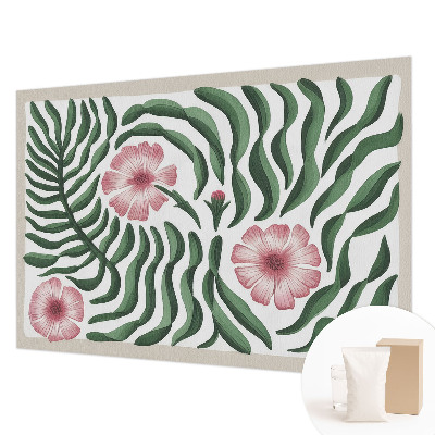 Papel mural texturado decorativo con motivo de flores y hojas