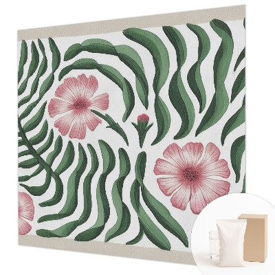 Papel mural texturado decorativo con motivo de flores y hojas