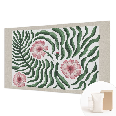 Papel mural texturado decorativo con motivo de flores y hojas