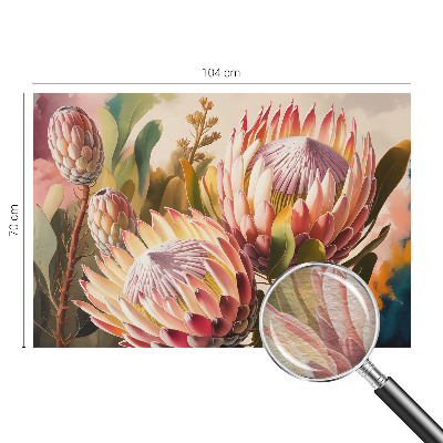 Papel mural con patrón decorativo con diseño de flores de protea