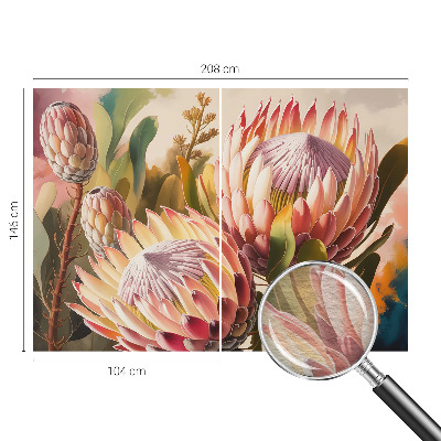 Papel mural con patrón decorativo con diseño de flores de protea
