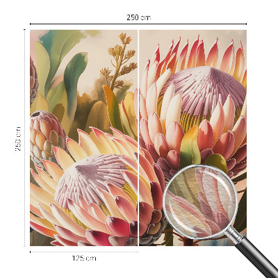 Papel mural con patrón decorativo con diseño de flores de protea
