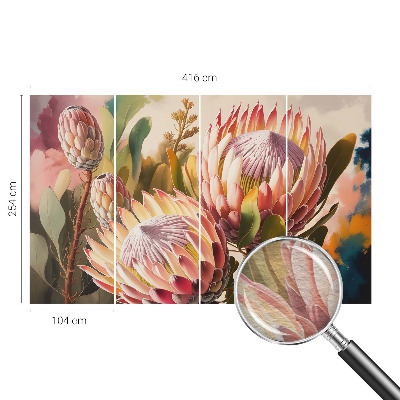 Papel mural con patrón decorativo con diseño de flores de protea