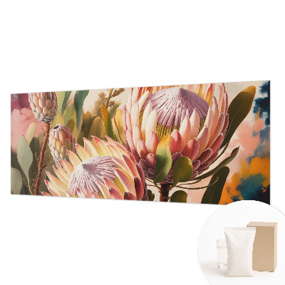 Papel mural con patrón decorativo con diseño de flores de protea