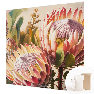 Papel mural con patrón decorativo con diseño de flores de protea