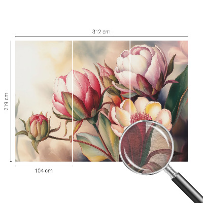 Mural de pared con estampado hermoso con un ramo de flores