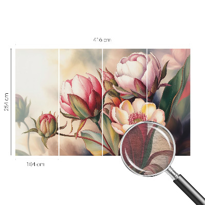 Mural de pared con estampado hermoso con un ramo de flores