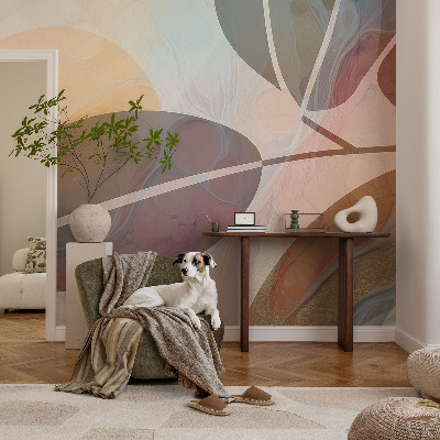 Papel mural texturado decorativo con motivo de hojas armoniosas