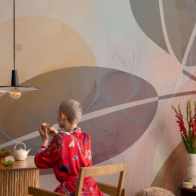 Papel mural texturado decorativo con motivo de hojas armoniosas