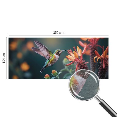 Fotomural decorativo para cabecero de cama con motivo de flores y colibríes