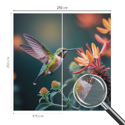 Fotomural decorativo para cabecero de cama con motivo de flores y colibríes