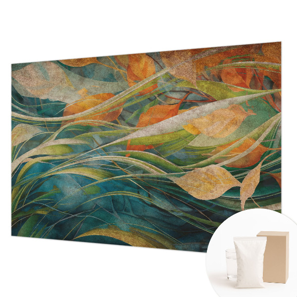 Papel mural con patrón decorativo con un paisaje otoñal