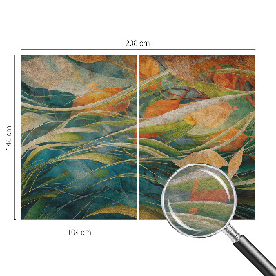 Papel mural con patrón decorativo con un paisaje otoñal