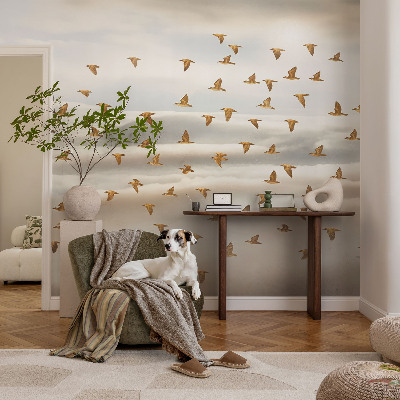 Mural decorativo con diseño de pájaros en vuelo