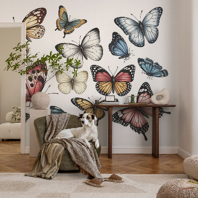 Mural de pared con estampado hermoso con el motivo Mariposas del paraíso