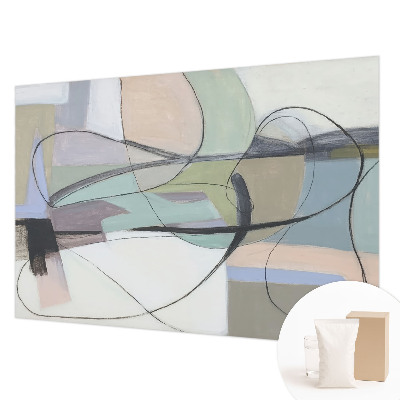 Papel mural texturado decorativo con un motivo de líneas en tonos pastel