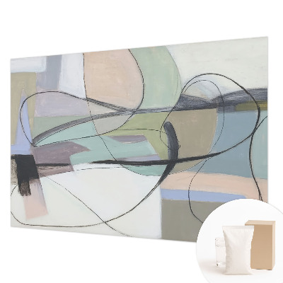 Papel mural texturado decorativo con un motivo de líneas en tonos pastel
