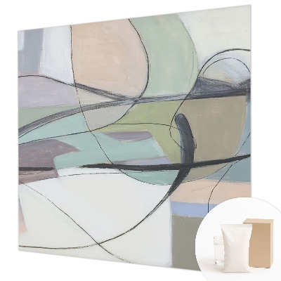 Papel mural texturado decorativo con un motivo de líneas en tonos pastel