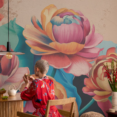 Mural de pared con estampado hermoso con motivo de armonía floral