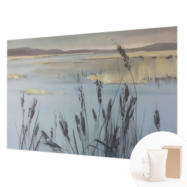 Fotomural decorativo para cabecero de cama con el motivo de un lago tranquilo