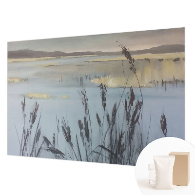 Fotomural decorativo para cabecero de cama con el motivo de un lago tranquilo