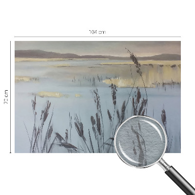 Fotomural decorativo para cabecero de cama con el motivo de un lago tranquilo