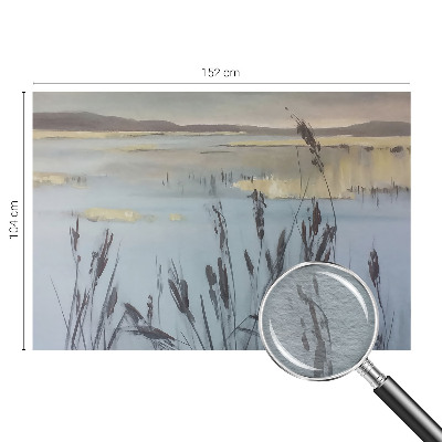 Fotomural decorativo para cabecero de cama con el motivo de un lago tranquilo