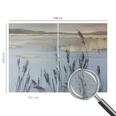 Fotomural decorativo para cabecero de cama con el motivo de un lago tranquilo