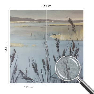 Fotomural decorativo para cabecero de cama con el motivo de un lago tranquilo