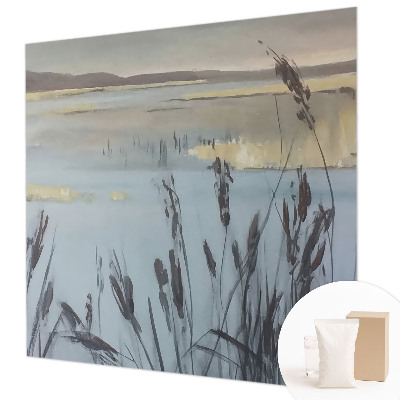 Fotomural decorativo para cabecero de cama con el motivo de un lago tranquilo