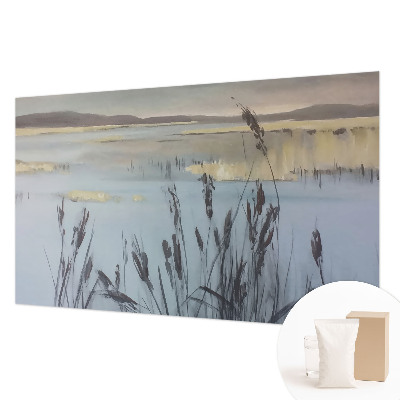 Fotomural decorativo para cabecero de cama con el motivo de un lago tranquilo