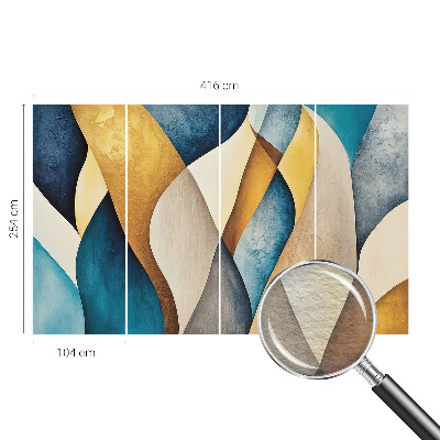 Fotomural decorativo para cabecero de cama con un motivo de abstracción ondulada