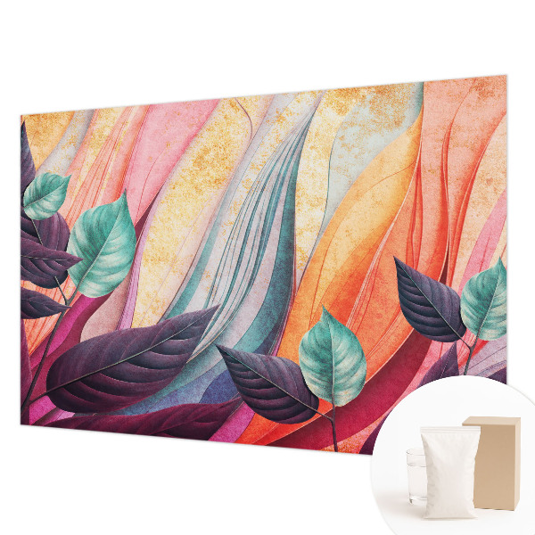Papel mural con patrón decorativo con hojas abstractas como motivo