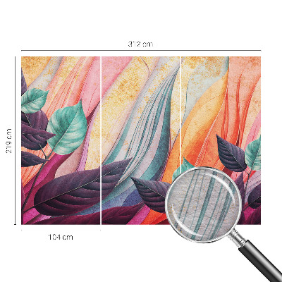 Papel mural con patrón decorativo con hojas abstractas como motivo