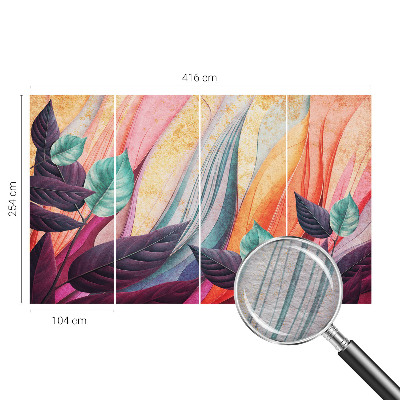 Papel mural con patrón decorativo con hojas abstractas como motivo
