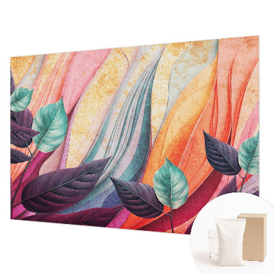 Papel mural con patrón decorativo con hojas abstractas como motivo